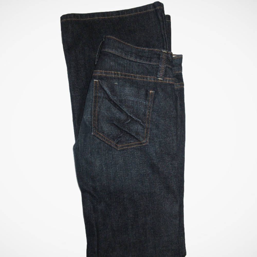 FRANKIE B Retro Flare Dark Embossed F Jeans Size 6